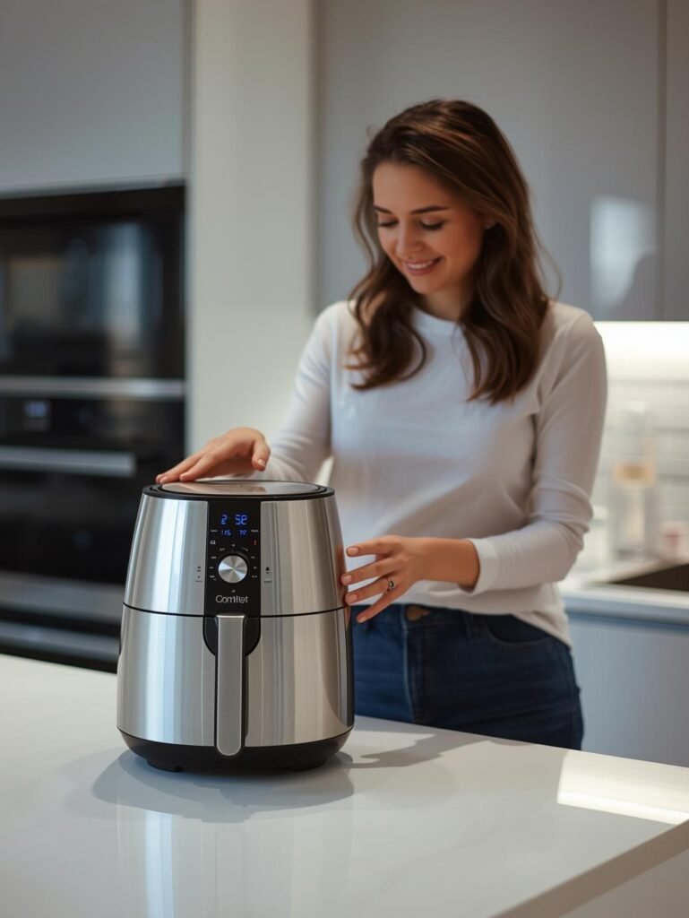 Woman and best air fryer for fish
