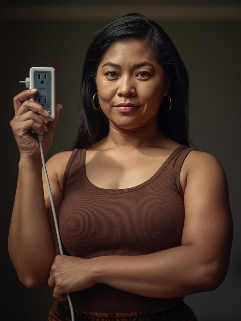 Woman and best surge protector for tv