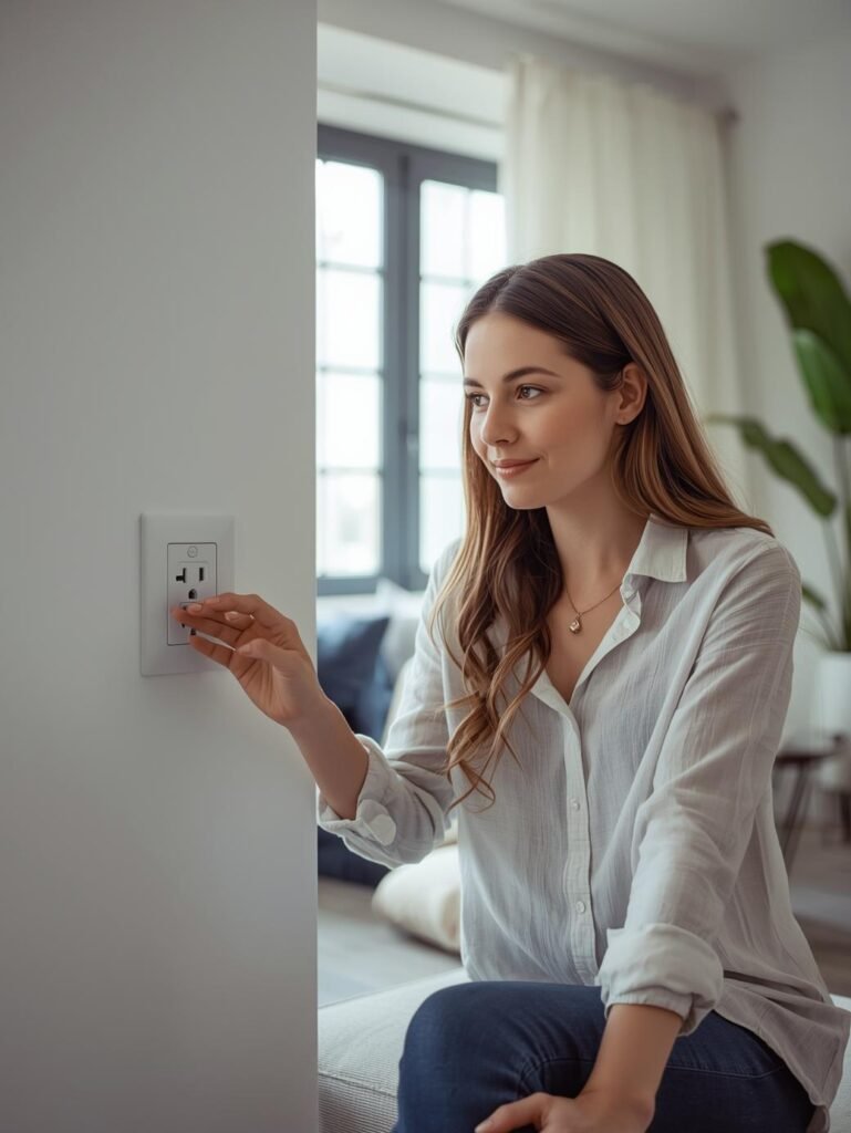 Woman and best surge protector for tv