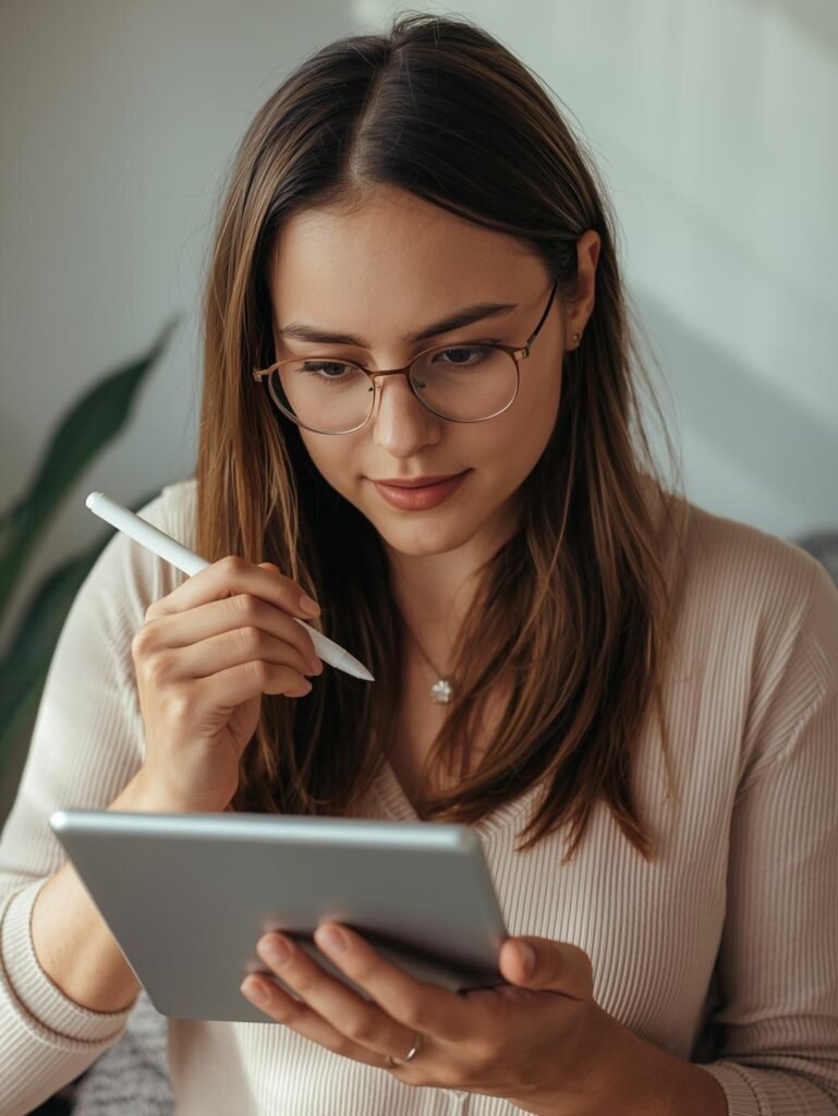 Woman and best tablet for note taking