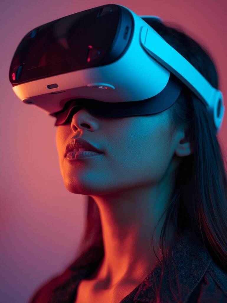 Woman and best vr headset for iphone