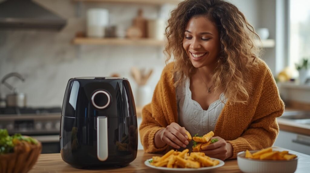 Woman and best air fryer for fish
